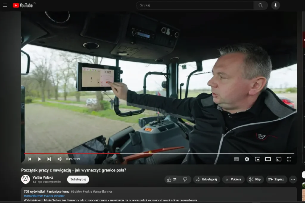 W serii filmów smart farmer, eksperci produktowi Valtra Polska tłumaczą i podpowiadają, jak korzystać z funkcji ciągników Valtra żródło YouTube