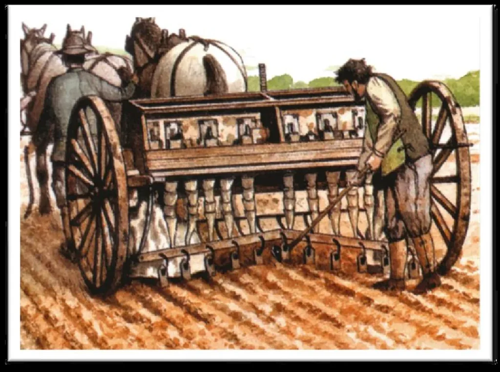 Przyjmuje się, że pierwsza rewolucja rolnicza (Rolnictwo 1.0) rozpoczęła się w wieku XVIII rys. z prezentacji Fenomen inicjatywy edukacyjnej - II edycja Pucharu Polski w Rolnictwie Precyzyjnym, autorzy Bathelt R., Koronczok J.