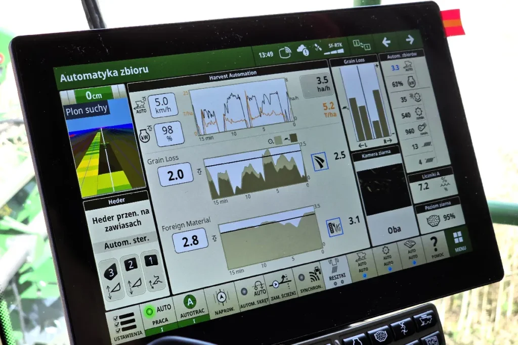 Po podaniu wartości granicznych strat ziarna, poziomu zanieczyszczeń i ilości ziaren połamanych, system Harvest Settings Automation steruje automatyką zbioru kombajnu fot. TRAKTOR24 