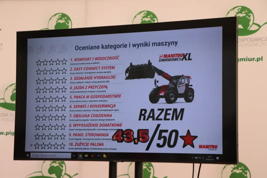 Podczas Manitou Challenge 2024, ładowarki Manitou NewAG XL wypracowały sobie notę 43,5 punktów na 50 możliwych do uzyskania fot. Tomasz Kuchta